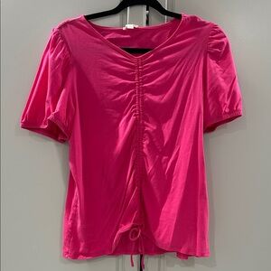 Riley & Rae Fuchsia Ruched Short Sleeve Top